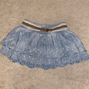 Jeans skirt with attached belt